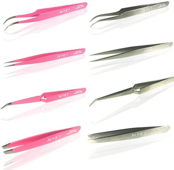 NYK1 Individual Precision Eyelash Tweezers - Pointed, Curved or X Cross in Silver or Pink (Curved Pink x1 Unit) - Image 4
