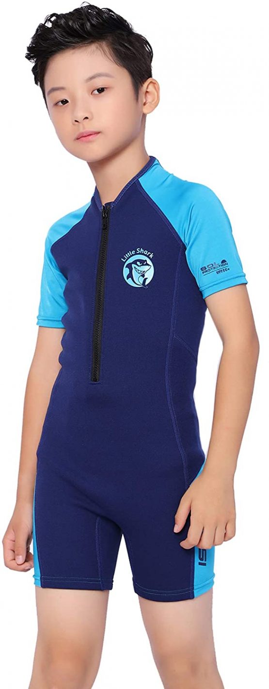 Cressi Unisex Children's Little Shark Shorty Wetsuit, Dark Blue/Light Blue, 3/4 Years