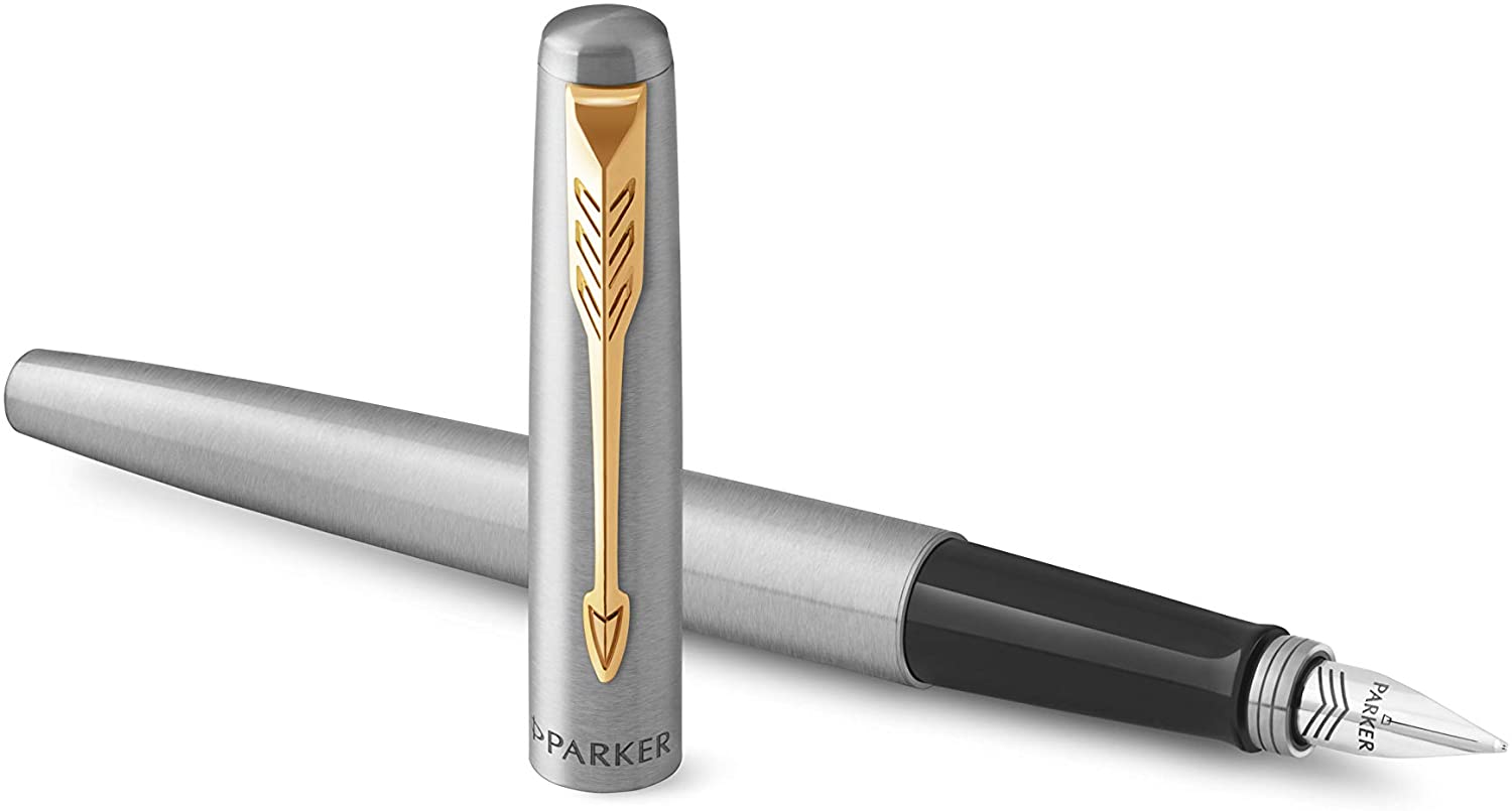 Parker Jotter Duo Gift Set including Ballpoint Pen & Fountain Pen, Stainless Steel Gold Trim - Image 4