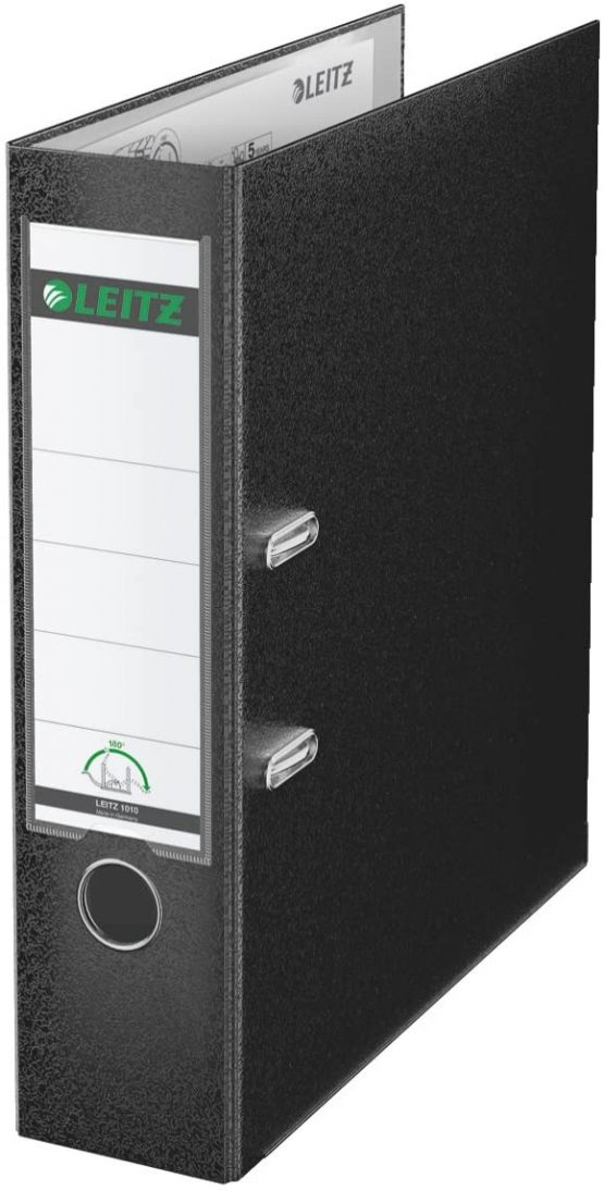 Leitz Lever Arch File, Cardboard, 8 cm Spine, 10105095 - A4, Black