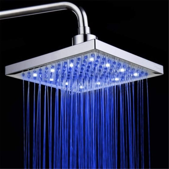 DELIPOP LED Square Shower Head 8 inch Temperature Control 3 Colour Changing Water Flow Powered ABS Chrome Finished 12Pcs Led for Bathroom - Image 4