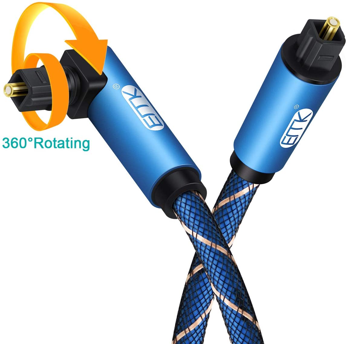 EMK 90 Degree Optical Cable, 360 Degree Swivel Adjustable Right Angled Optical Audio Cable - Image 4