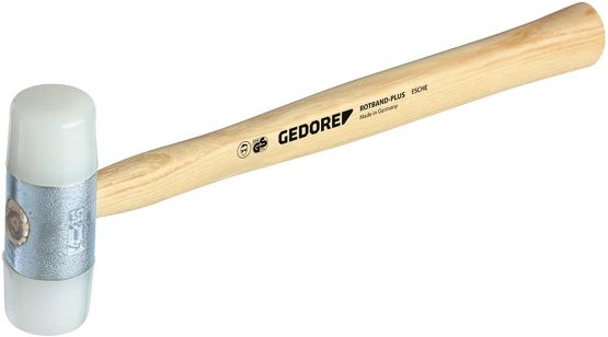 GEDORE Nylon hammer with wooden handle, Leather hammer, Dia. 27 mm, Hammer with ash wood handle, Tool, Forged, 225 E-27