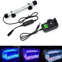 VARMHUS LED Aquarium Lighting, Aquarium Lamp White and Blue Color Changing Submersible Fish Tank Light with Small Simple Aquarium Timer for Sunrise and Sunset (18cm, Blue+White)