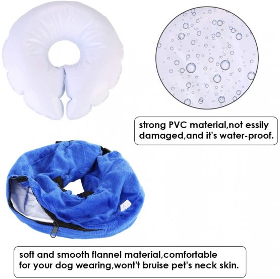Hxq-top Inflatable Pet Collar Neck Collar Soft Pet Recovery E-Collar For Small Medium Dogs And Cats Prevent Pets From Touching Stitches Protective Inflatable Dogs Collar (S, Blue) - Image 4