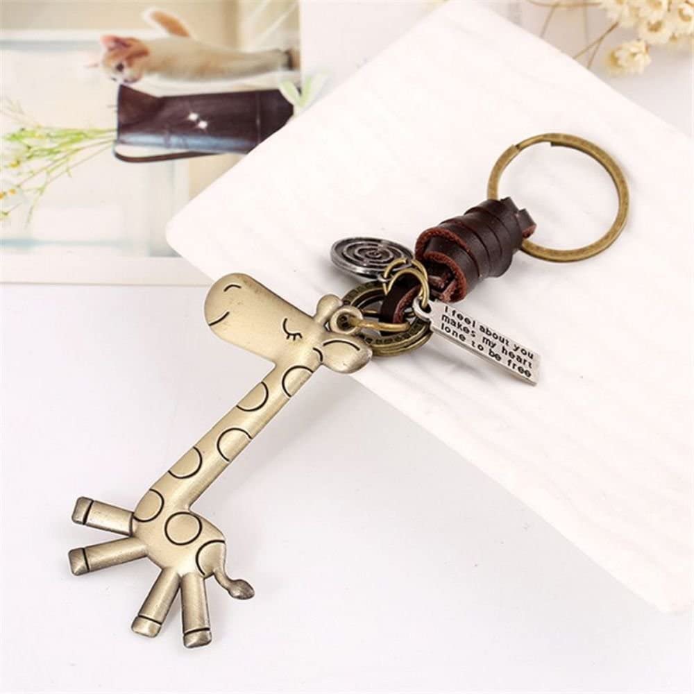 Deesos Keychain Key Ring Classic Vintage Style Cute Giraffe Cartoon Keychain For Bag Key Lock Wallet Party Bag Gift Giraffe - Image 2