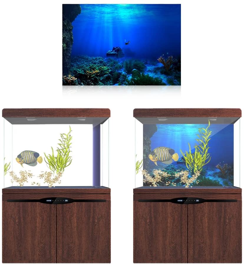 FILFEEL Aquarium Background Fish Tank Decorations Pictures 3D Effect PVC Adhesive Poster Underwater World Backdrop Decoration Paper Cling Decals Sticker (91 x 41cm) - Image 4