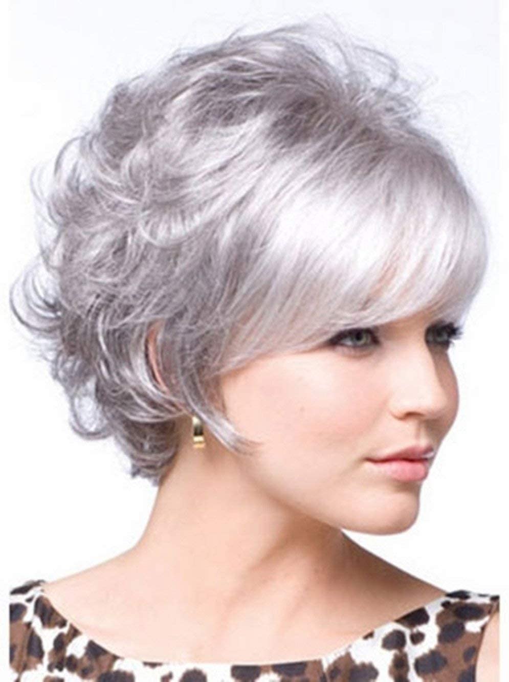 Royalfirst Wigs for Women Short Wig Silver Gray Hair Wigs Party Cosplay Wig with Wig Cap - Image 2