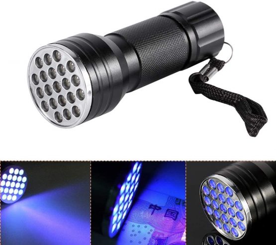 UV Torch Ultraviolet Flashlight, Portable Torch Lamp, 21 LED Blacklight UV Flashlight Torch for Pet Urine Detector, Find Stains on Clothes Carpet Rugs Floor