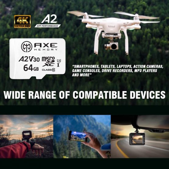 AXE 64GB microSDXC Memory Card + SD Adapter with A2 App Performance, V30, UHS-I U3, 4K - Image 4