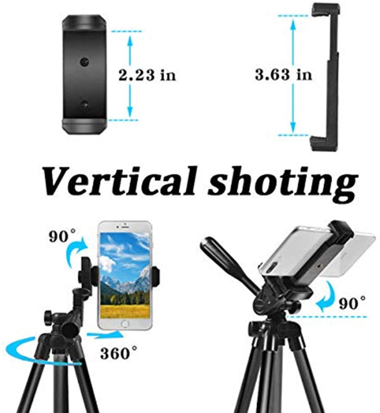 Phone Tripod,LINKCOOL 42" Aluminum Lightweight Portable Camera Tripod for Iphone/Samsung/Smartphone/Action Camera/DSLR Camera with Phone Holder & Wireless Bluetooth Control Remote (Black) - Image 3