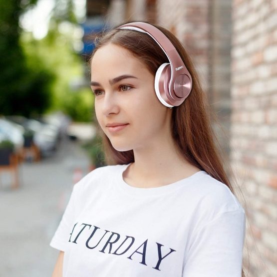 Bluetooth Headphones Wireless,Tuinyo Over Ear Stereo Wireless Headset 35H Playtime with deep bass, Soft Memory-Protein Earmuffs, Built-in Mic Wired Mode PC/Cell Phones/TV- Rose Gold - Image 4