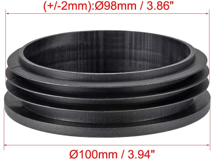sourcing map 4pcs 100mm Dia Plastic Tubing Plug Round Post End Caps for Handrail Stair Newel Guardrail Tube Black - Image 2