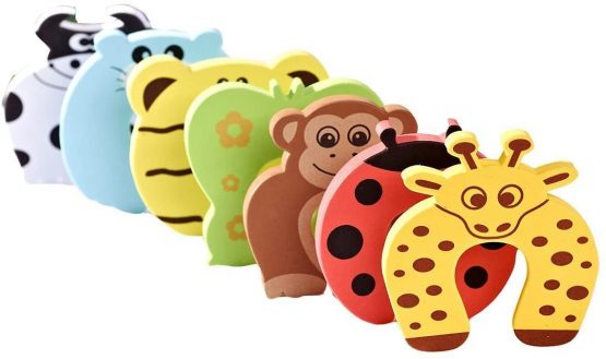 AKORD Baby Safety Foam Door Stoppers, Animal Design, Pack of 6