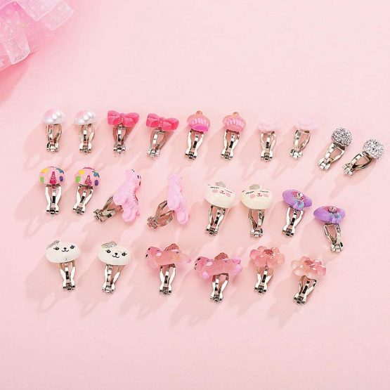 Powerking Clip On Earrings for Girls, Girls Jewelry Dress Up Earrings and Princess Play Earrings Set for Kids, 12 Pairs, Unicorn Bling - Image 2
