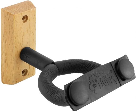 Tiger GST49-BK Wooden Guitar Wall Mount for Acoustic, Electric, Bass and Classical Guitars