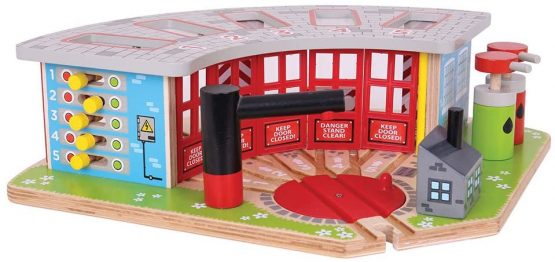 Bigjigs Rail Wooden Five Way Engine Shed - Other Major Rail Brands are Compatible