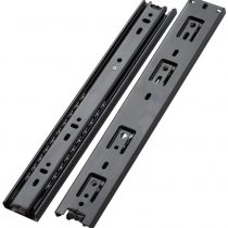 AOLISHENG 1 Pair Metal Steel Drawer Ball Bearing Runners Slides 400mm, 3 Folds Full Extension, Side Mount, Heavy Duty 45 kg Load Capacity Black, 16 inch (400mm))