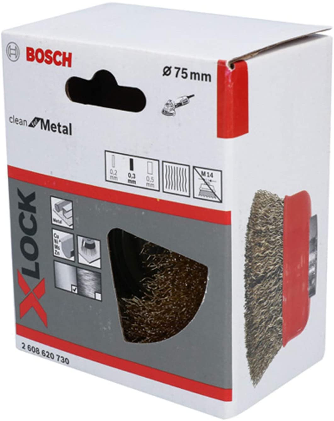 Bosch 1x PRO Brass-Coated Steel Lognlife Cup Brush, Crimped Wire for Small Angle Grinder and X-Lock (for Non-ferrous metals - Image 3