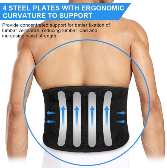 Back Support Belt, Lower Back Brace with Double Adjustable Straps and Built-in Splints, Medical-Grade Lumbar Belt for Pain Relief and Injury Prevention, Large 33-44 Inch - Image 2