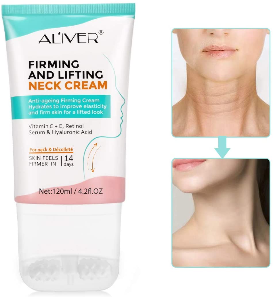 Neck Cream,Neck Firming Cream with 2 in 1 Roller Massage, Anti Aging