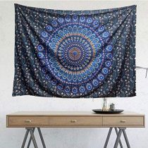 Colorful Mandala Tapestry Indian Wall Hanging, Holiday decoration Watercolor Printed Bohemian Wall art for bedroom Tapestries Beach towel 59”x78.7” (Peacock blue)
