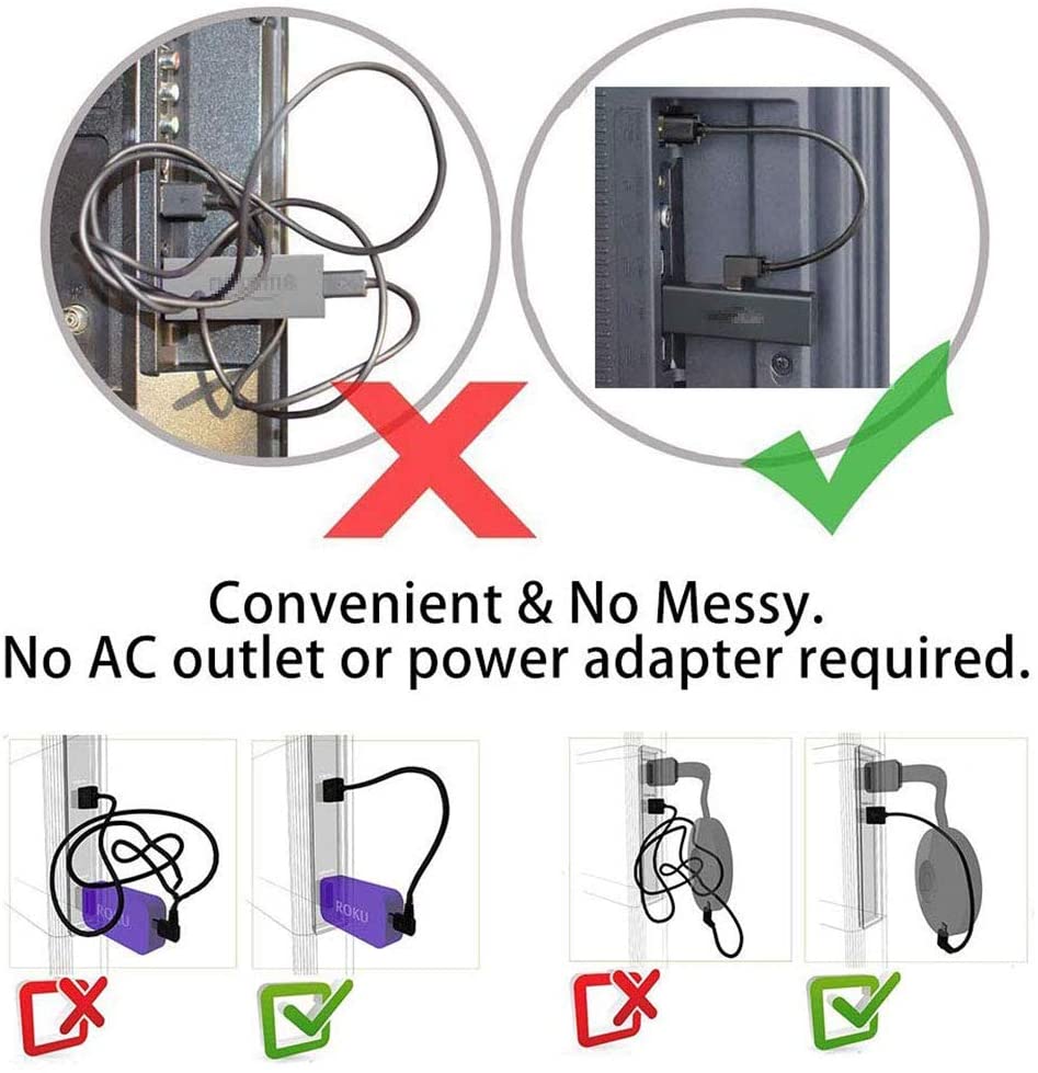 TengKo Mini Power Cable - USB Cable for TV Stick Chromecast, Powers from TV USB Port, 1 Pack - Image 4