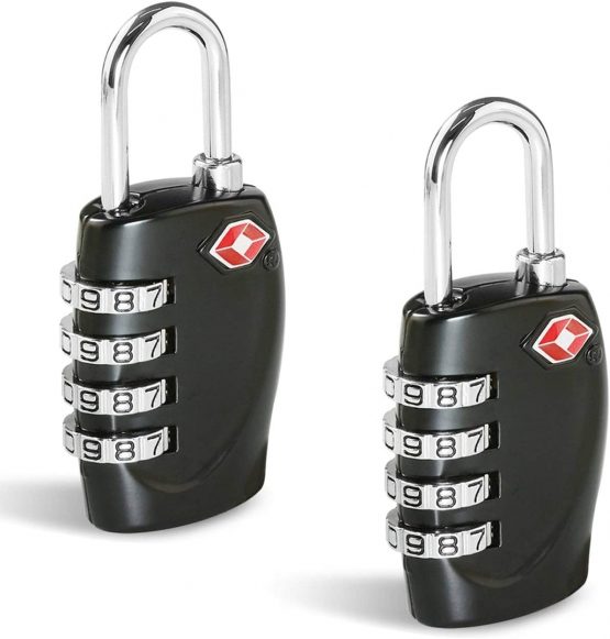 CFMOUR TSA Suitcase Locks - 1, 2, 3, 4, 5, 6 Pack 4-Dial Travel Combination Security Padlock for Suitcases Luggage Case Bag Code Lock - Black (Pack of 2)