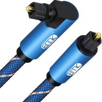 Fiber Optic Cables, EMK 90 Degree Swivel Adjustable TOSLINK Optical Audio Cable for Blu-Ray Player, Soundbar, HDTV, PS3/PS4, Xbox and More (3M, Blue)