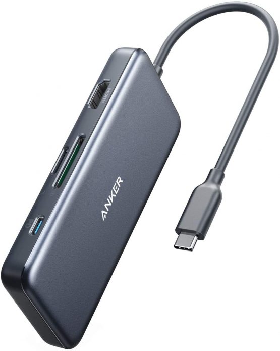 Anker USB C Hub, PowerExpand+ 7-in-1 USB C Hub Adapter, with 4K HDMI, 100W Power Delivery, USB-C and 2 USB-A 5Gbps Data Ports, microSD and SD Card Reader, for MacBook Air, MacBook Pro, XPS, and More