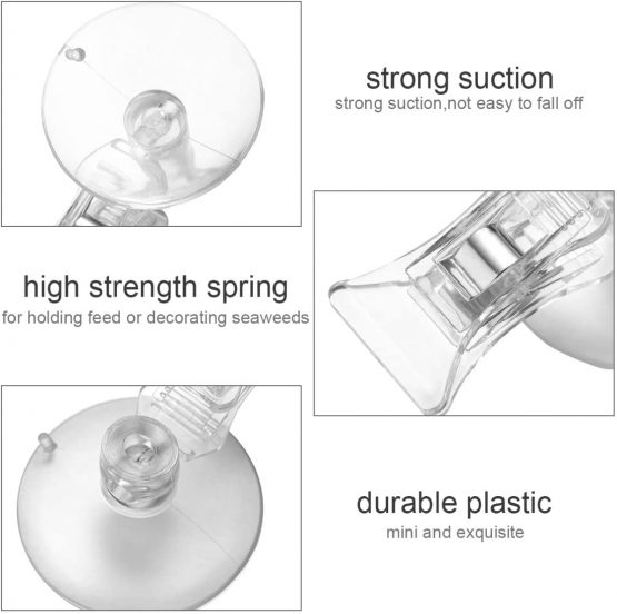 POPETPOP 4PCS Suction Cups Clips Durable Practical Fish Veggie Seaweed Holder Fish Tank Feeding Tool for Fish Bowl Aquarium Accessories - Image 3
