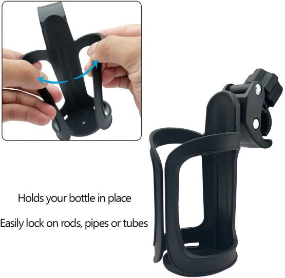 Pack of 2 Pram Cup Holder,Universal Stroller/Pushchair Cup Holders,Adjustable Bottle Organizer for Bikes, Trolleys,Walkers and Wheelchairs - Image 2