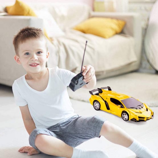 Highttoy Remote Control Cars for Kids Ages 3-12,Transforming Toys for Boys Girls 2 in 1 Deformation RC Car 360° Rotation Transforming Robot Car Toy for Kids Birthday Gifts for Boys Girls Yellow - Image 2