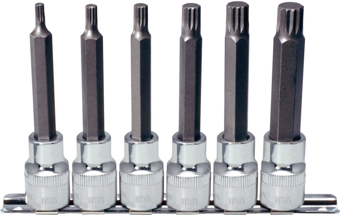 KS Tools 918.1358 Chrome Plus Xzn Bit Socket Set Long (6 Pieces), Variety pack
