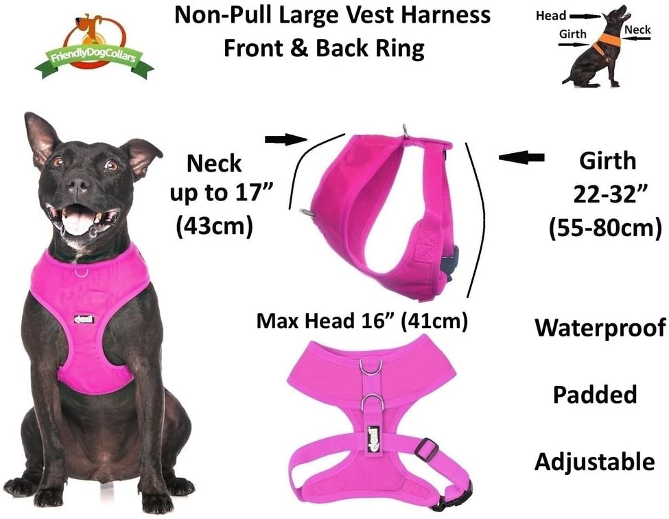 Dexil Elite Range Luxury Padded Waterproof Adjustable Back and Front Ring Non-Pull Large Pet Dog Vest Harness (Candy Pink - Image 3