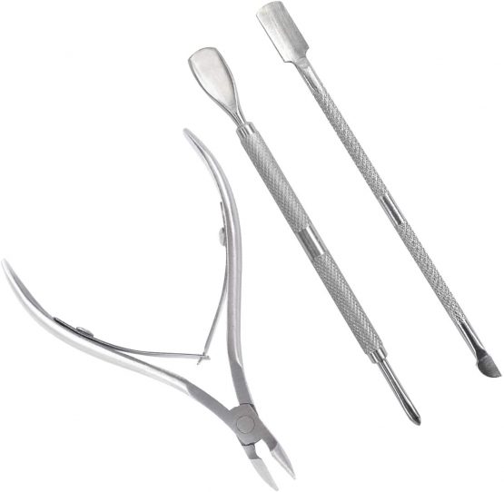 TRIXES Cuticle Care Kit - 3 Piece - Cuticle Cutters Nipper - Pushers and Tidy - Stainless Steel - Cuticle Remover Tool Set