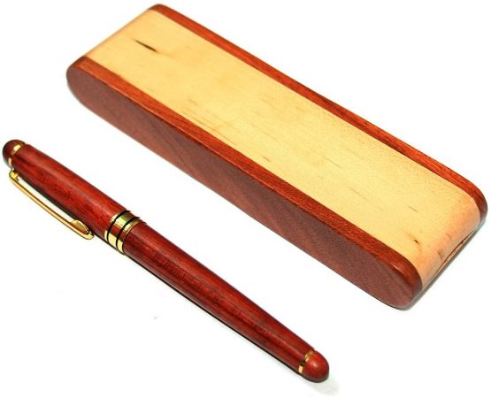 Farsler ECO-Friendly Creative Gel Pen Lead Pen Full Wooden Ballpoint Pen Black 5 Refill Set with Nice Wooden Box Business Gifts New Year Gift (Pen+Refills) - Image 2