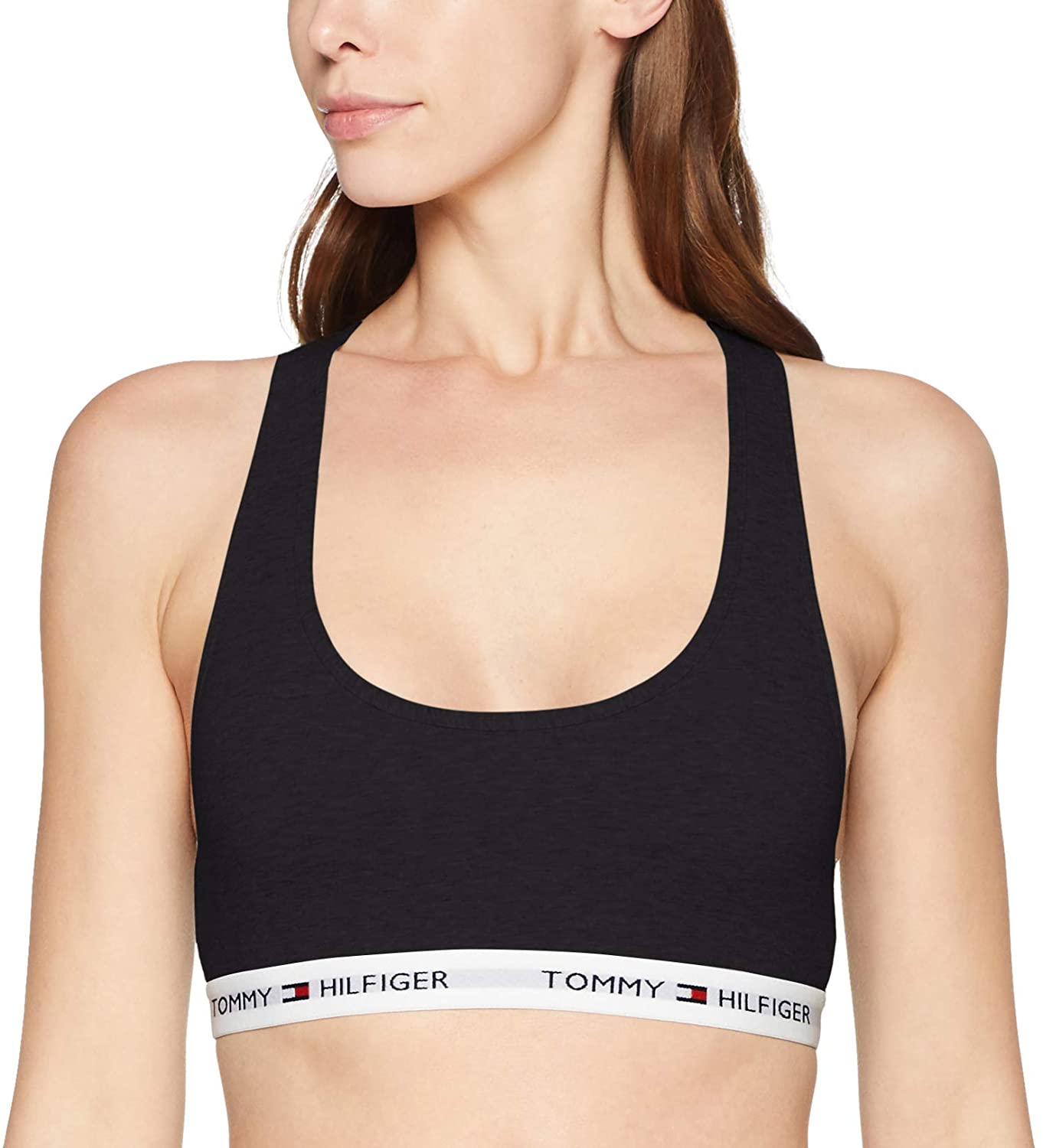 Tommy Hilfiger - Womens Bralette - Iconic Cotton Bra - Racer Back Bra - Tommy Hilfiger Women Underwear - Organic Cotton - Black - S