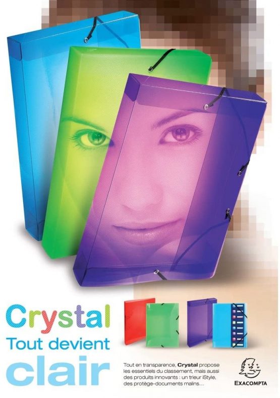 Exacompta Crystal PP Ring Binder for Record Cards, 16.5 x 24 cm, 2 Rings, 35 mm spine - Blue - Image 2