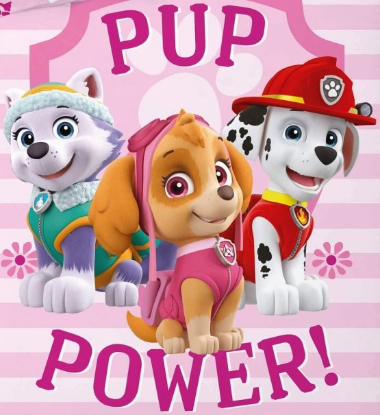 Paw Patrol Girls' bed linen, children's bed linen, cotton bed linen, pink, PUP power, reversible bed linen, pillowcase 40 x 60 cm, duvet cover 100 x 135 cm. - Image 3