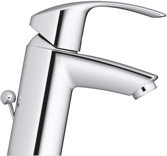 GROHE Eurosmart single-lever basin tap with pop-up waste, plug, one handle basin mixer tap, bathroom, regular spout, water-saving, easy to clean, easy installation, chrome, 33265002 - Image 2