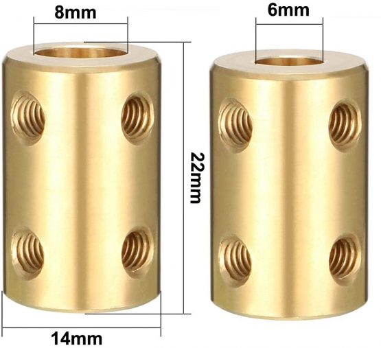sourcingmap 6mm to 8mm Bore Rigid Coupling Set Screw L22XD14 Copper,Shaft Coupler Connector,Motor Accessories,2pcs - Image 2