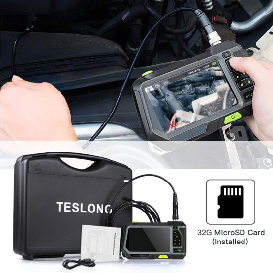 Teslong Dual Lens Endoscope, 5 Inch IPS Monitor 1080P HD Industrial Borescope, 0.21inch Inspection Camera With 6 Adjustable LED Lights Semi-Rigid IP67 Waterproof Snake Camera,Hard Plastic Case（9.8ft) - Image 2