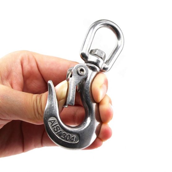 304 Stainless Steel Swivel Eye Lifting Hook American Type Safety Hook Rigging Accessory With Round Eye Working Load 1000 KG 3/8" - Image 4