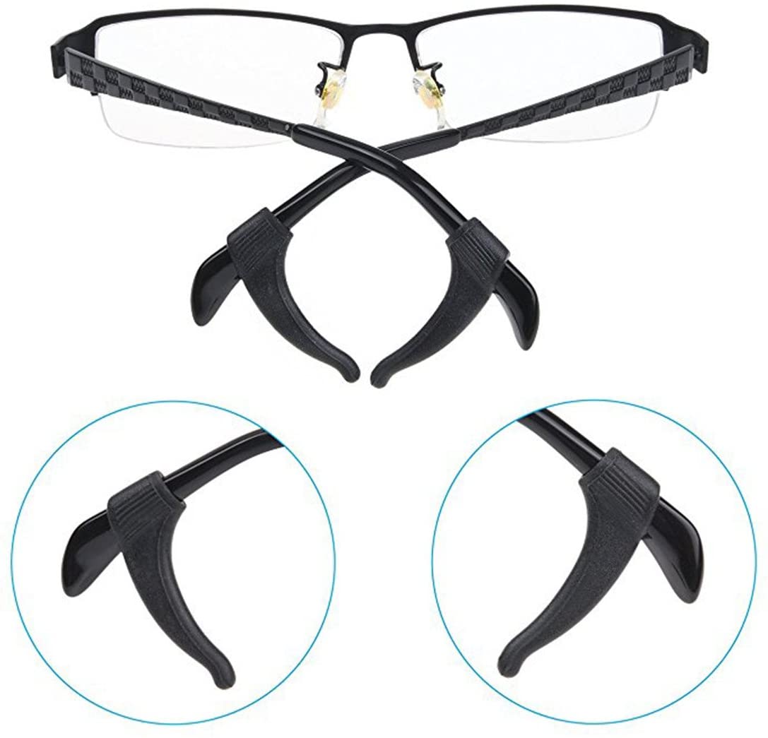 CAREOR 8 Pairs Eyeglass Ear Grip Hooks, Anti-Slip Soft Silicone Temple Tips Sleeve Retainer for Eyeglass Sunglasses, Perfect Fit - Prevents Your Glasses from Slipping Off (8 Pair Ear Hook)