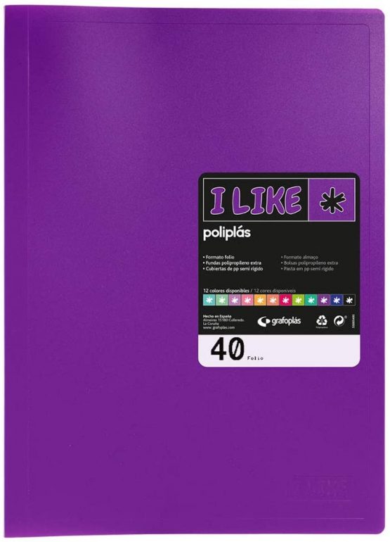 Grafoplás Case Folder, Folio Size 40 Covers 40 Fundas Berry