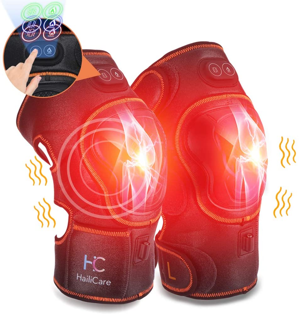 Massaging Heated Knee Brace Wrap Support, Electric Heat Therapy Heating