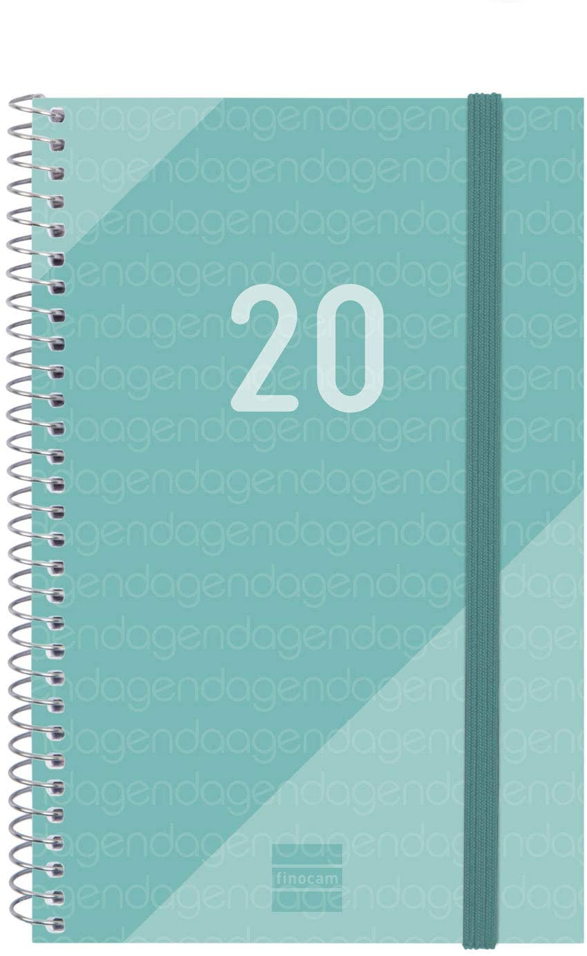 Finocam - Agenda 2020 Week View Landscape Spiral Year Turquoise Catalan, Week to view landscape format