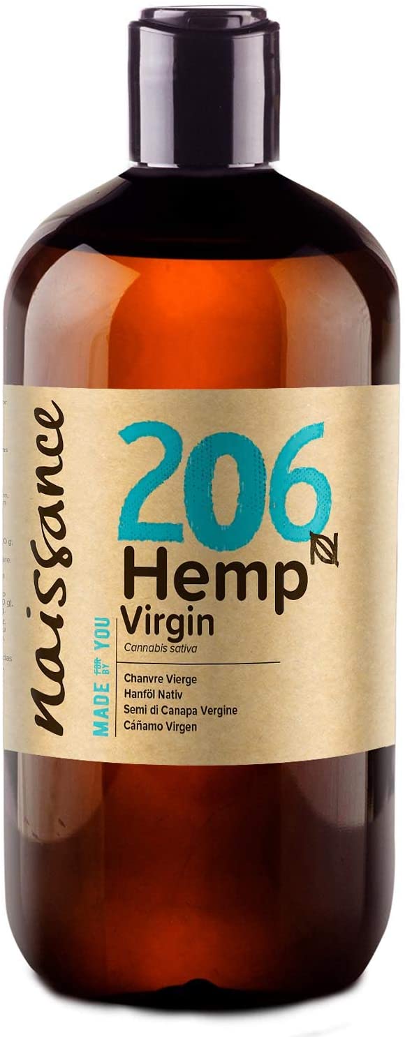 Naissance Cold Pressed Hemp Seed Oil (No. 206) - 450ml - Natural Moisturiser for Skin Face, Beard, Nails, Hair, Body, Scalp