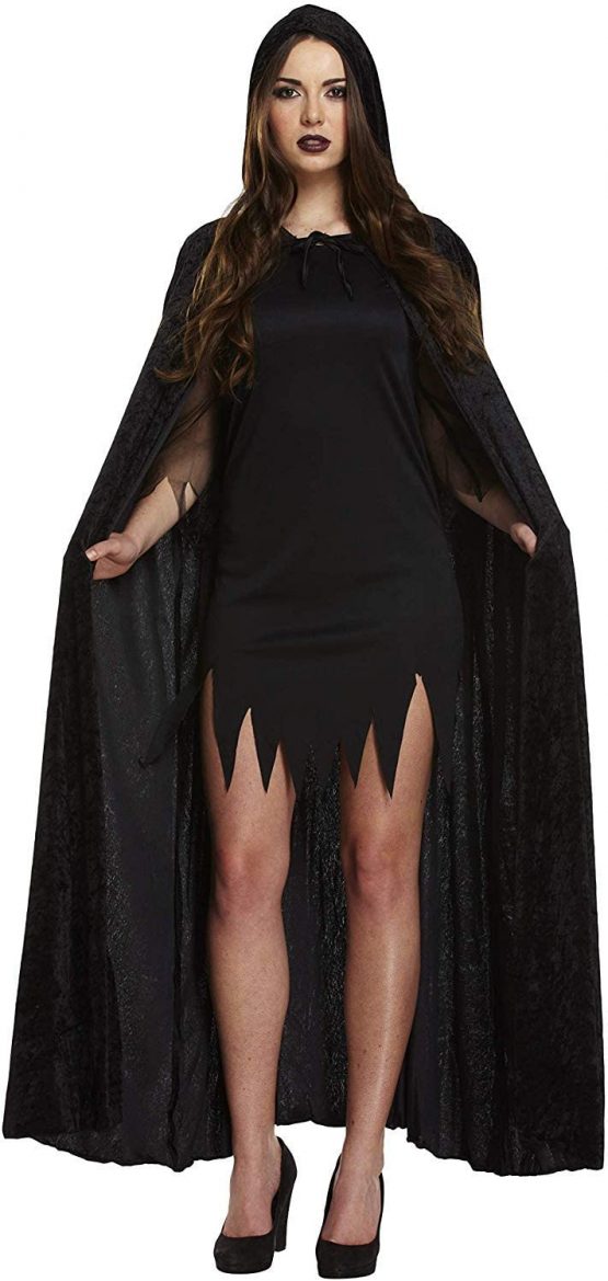 byou Halloween Cape,Hooded Cloak Black Unisex Full Length Robe Cape for Halloween Cosplay Party Costume Christmas - Image 3